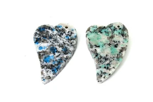 Genuine Natural K2 Smooth Gemstone Beads For Necklace Pendant Flat Heart Shape - Imagen 1 de 3