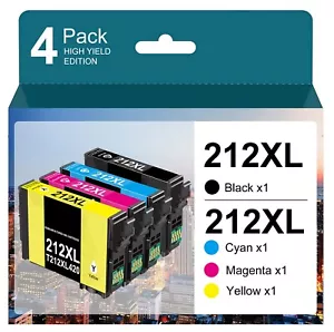 4Pack 212XL T212 Ink Cartridge for Epson Workforce XP-4100 XP-4105 Printer - Picture 1 of 6