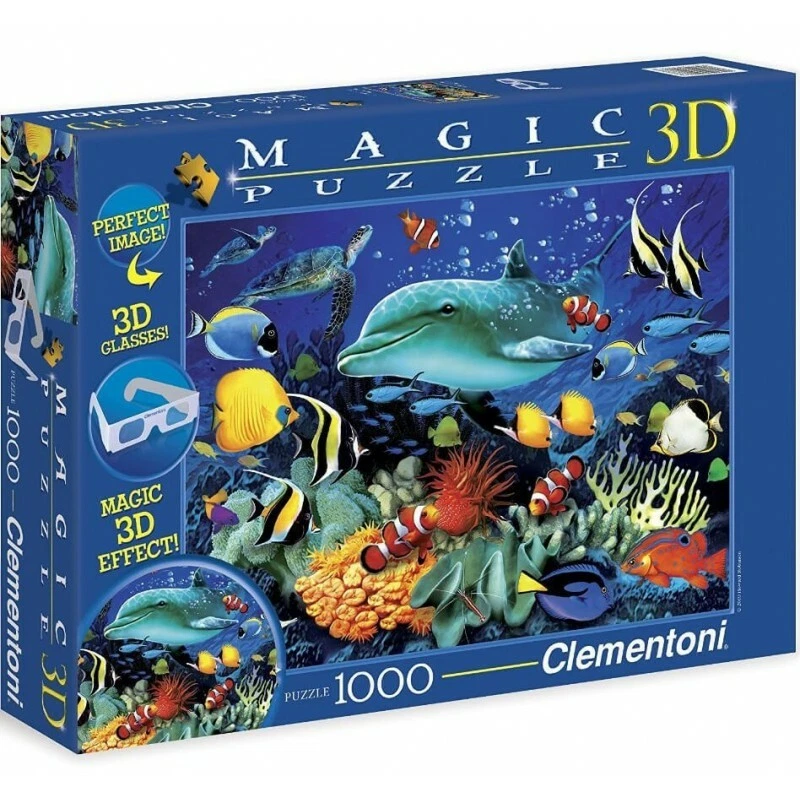 Clementoni Puzzle 1000 Pezzi Magia 3D Corallina Con Delfini Animali Sotto Marini - Immagine 1 di 1