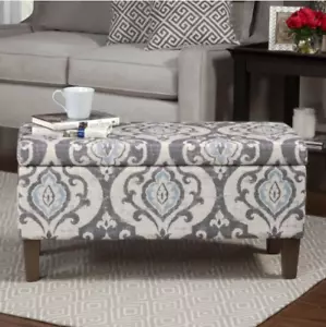 Storage Bench Decor Home Ottoman Box Decorative Seat Wood Large Chest Grey New - Picture 1 of 16