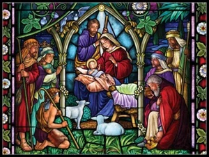 Evening Nativity - Counted Cross Stitch Patterns - Color & BW Symbols - Picture 1 of 2