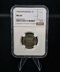 Rare 1964 Rhodesia Coin Trio – NGC Graded (1s MS64, 6d MS63, 3d AU58) – Scarce - Picture 1 of 6