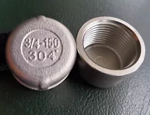 2 pcs 3/4"-150 (NPT) Pipe Cap 304 Stainless Steel Fitting - Picture 1 of 2