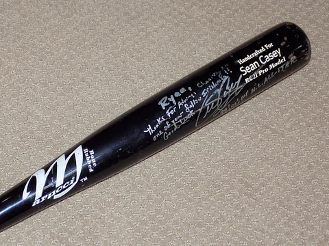 Sean Casey Game Used Signed Bat 2008 Boston Red Sox Cincinnati Reds Cover