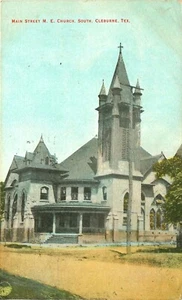 MAIN STREET M.E. IGLESIA, CLEBURNE DEL SUR, TEXAS, POSTAL VINTAGE - Imagen 1 de 2