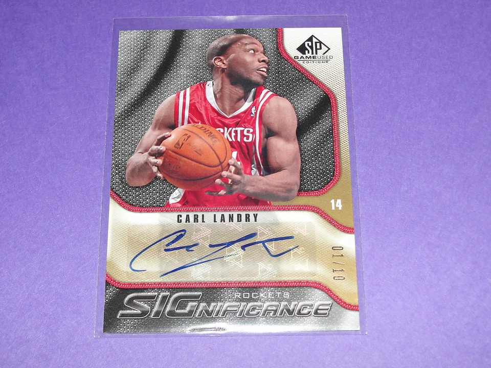 2009-10 SP Game Used CARL LANDRY #14 Autograph Gold/10 Rockets - KINGS - Purdue - Image 1 of 1