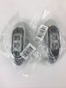 2 X New 2" Oval Oblong Red Led Light Chrome Bezel Side Marker Clearance Trailer - Picture 1 of 3