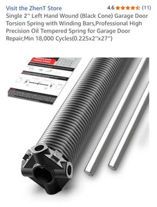 Garage Door Tension Spring .225" x 2" x 27" Left, by Zhent. New - Picture 1 of 6
