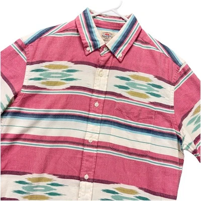 Faherty Shirt Mens M Southwestern Aztec Button Up Short Sleeves Organic Cotton - Image 1 of 4