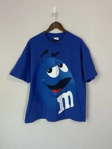 T-Shirt VINTAGE Y2K Blu Personaggio M&M Adulto Taglia XL Blu Big Face Tee Uomo - Foto 1 di 8