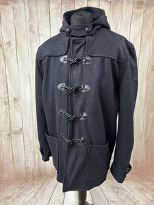 Lambretta Men’s XL Duffle Coat Wool Warm Winter Coat Charcoal Mod Ska WORN TWICE - Picture 1 of 24