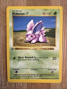 Nidoran Pokemon 1st Edition Shadowless 55/102 1999 WOTC LP - Picture 1 of 2