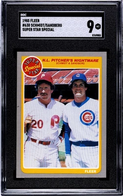 1985 Fleer #630 Super Star Special Mike Schmidt Ryne Sandberg SGC 9 MINT - Image 1 of 2