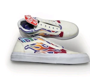 Big Kids Vans Old Skool Size 7 Rainbow Flames with Purple Sparkles Free Shipping - Picture 1 of 11