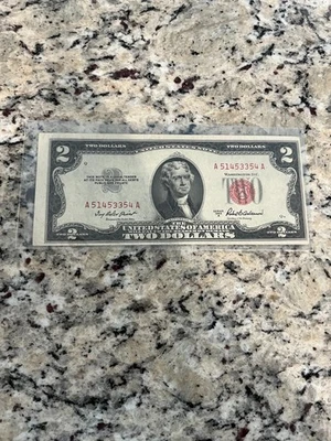 1953 Series A Red Seal 2$ Dollar Bill A51453354A - Image 1 of 3