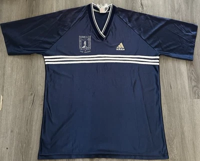 Camiseta de fútbol vintage años 90 Adidas azul marino hecha en EE. UU. Foto 1 de 4