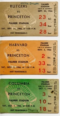 3 - 1966 Princeton Football ticket stubs vs Rutgers, Harvard & Columbia @ Palmer - Image 1 of 2