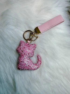 Bolso Gato Dije Llavero Cartera Dije Rosa Gatito Bling Con Correa Imitación Cuero Nuevo Foto 1 de 3