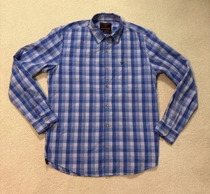 Camisa Henrikk Liberto Italia Para Hombres Calce Ajustado Mediana 40 Cuadros Guinga Azul Algodón - Imagen 1 de 8