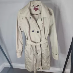 Merona Water Repellent Khaki Double Breasted Long Trench Coat - XXL - Picture 1 of 7