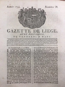 Gazzetta Di Liegi 1794 Descorches Russia E Turchia Lussemburgo Danton Mazuel - Foto 1 di 16
