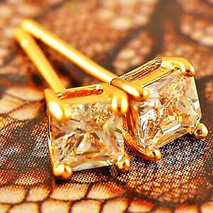 Cool Square Crystal Stone Stud Earrings Gold Earrings for Womens Mens Jewelry