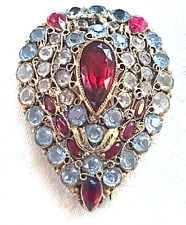 Vintage Signed HOBE Filigree Jeweled Dress Clip - Rare!