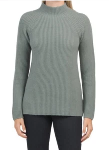$395 NWT VINCE SHAKER RIB MOCKNECK WOOL-CASHMERE SWEATER PULLOVER SEA GREEN M - Picture 1 of 8