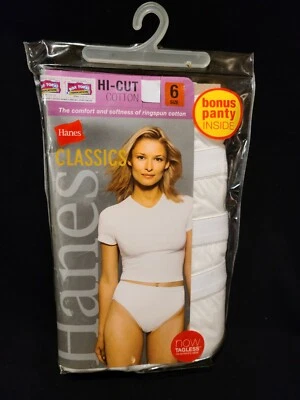 Paquete de 4 bragas para mujer Hanes Classics ropa interior de algodón de corte alto talla 6 Foto 1 de 4