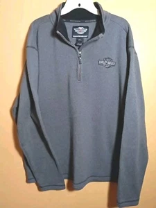 HARLEY-DAVIDSON (GENUINE) MEN'S GRAY 2XL FLEECE LONG-SLVE 3/4 ZIP SWEATER $25.25 - Picture 1 of 17
