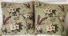 (2) POTTERY BARN Butterfly Tapestry Throw Pillows With Feather Inserts 18”x18”