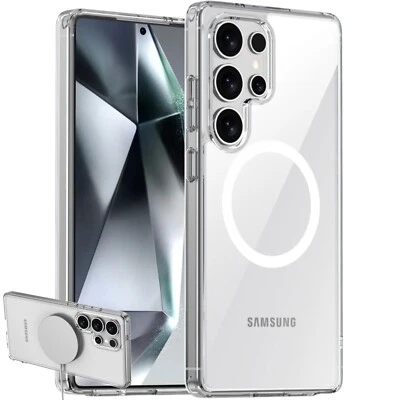 Case For Samsung Galaxy S25 S24 S23 S22 Ultra Plus Magsafe Clear Phone Cover - Image 1 of 4