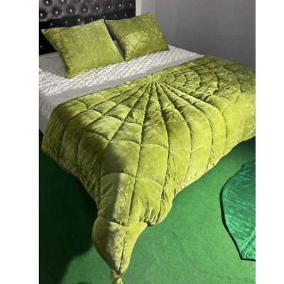 Light Green velvet quilt king velvet blanket velvet comforter queen bedding set - Image 1 of 4