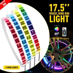 4pcs 17.5" RGB Wheel Ring Lights 3Row LED For Truck Car Rim Lights Bluetooth APP - Picture 1 of 13