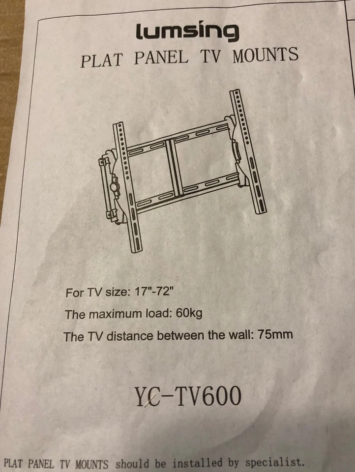 "Montaje para TV LCD/LED LCD panel plano inclinable Lumsing 17"" - 72"" 130 lb" Foto 1 de 1