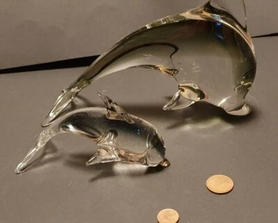 Delfine Murano Glas 2 wunderschöne Delphine Deko Figuren Skulptur Tiere Sammler - Bild 1 von 4