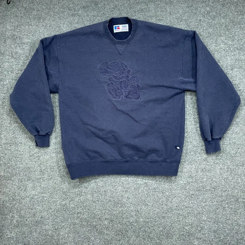 Vintage University Of Kansas Sweatshirt Mens 2XL Blue Faded Pullover Ku Jayhawks Cover