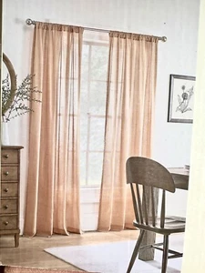 Linden Street sunset clay Sheer Rod Pocket Curtain Panel 2 pack - Picture 1 of 6