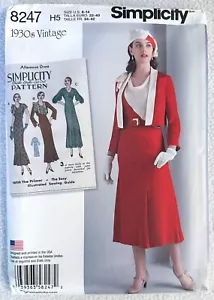 Simplicity Schnittmuster 8247 1930’s Era Repro Kleid & Jacke Gr. 6-14 UNCUT - Bild 1 von 3