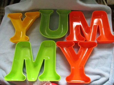 Yummy Melamine Snack 5 Dish Set # RA 171 with Box - Brightly Colored - Retro - Image 1 of 4