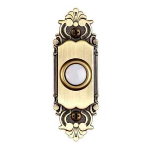 Defiant Wired LED Illuminated Doorbell Push Button, Antique Brass - Picture 1 of 9