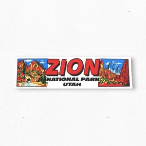 Zion National Park UTAH Bumper Sticker - Tourism USA Vintage Style Vinyl 80s 90s - Picture 1 of 4