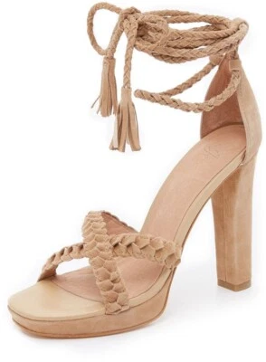 Joie Flo Ankle Wrap Suede Braided Sandals High Heel Tassels Size 35.5 / US 5.5 - Image 1 of 4