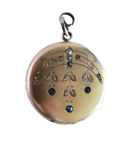 lOCKET HAIR MOMENTO ANTIQUE ART NOUVEAU GOLD PLATED ? PENDANT JEWELRY neocurio - Picture 1 of 13