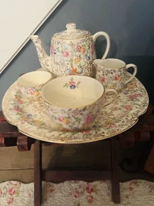 James Kent Chintz Trellis Rose Breakfast Set Tea For One Teapot - Picture 1 of 10