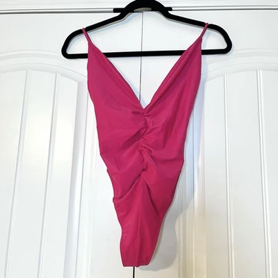 Tularosa Lacey One Piece Swimsuit in Magenta Pink Ruched Swim Size Small Revolve - Image 1 of 4