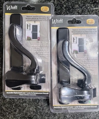 Two (2) Wright Products Decorative Lever Black Surface Latch VBA213BL New/Sealed - Image 1 of 3