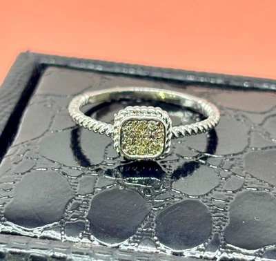 Cushion Cut Natural Diamond Ring 925 Silver Handmade Twisted Band Birthday Gift - Image 1 of 4