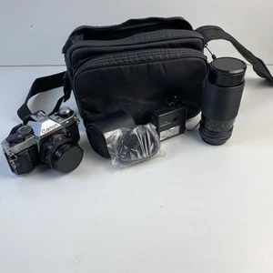 Canon AE-1 Program Film Camera 50mm f/1.8 FD Lens 80-200 Flash 3X Teleconverter - Picture 1 of 24