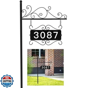 Metal Address Sign, Home Address Plaque, Address Post Sign Double-Sided, Stre - Picture 1 of 5